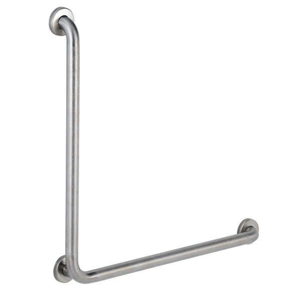 Bobrick 33-1/8" L, 90 Degrees, 304 Stainless Steel, Grab Bar, 90 Degree 1-1/2" dia., Peen, Satin 6898.99