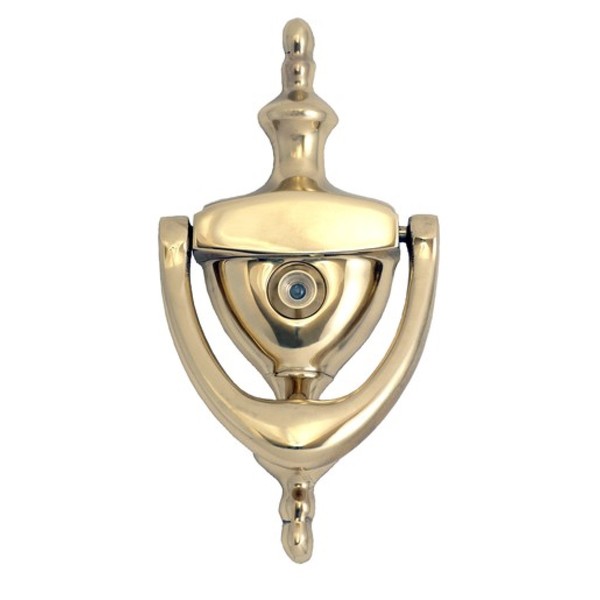 Brass Accents Traditional Door Knocker 6" with Eyeview A07-K6551-PVD