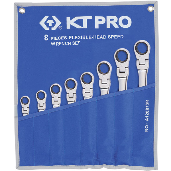 Kt Pro Tools Flexhead Wrench Set, SAE 8 Piece A12001SR