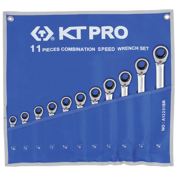 Kt Pro Tools Combination Speed Wrench Set, SAE 11 Piece A12201SR