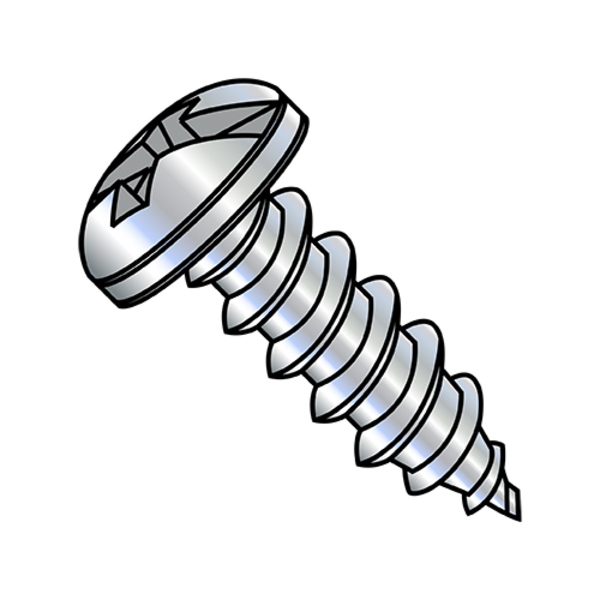 Zoro Select Thread Forming Screw, #8-18 x 2-1/2 in, Zinc Plated Steel Pan Head 1250 PK 0840ABCP