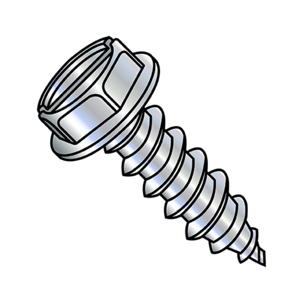 Zoro Select Thread Cutting Screw, #8-18 x 1/4 in, Zinc Plated Steel Hex Head Slotted Drive, 10000 PK 0804ABSW