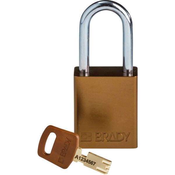 Brady Safekey Lockout Padlock Aluminum Brown 1.5" Stee ALU-BRN-38ST-KD