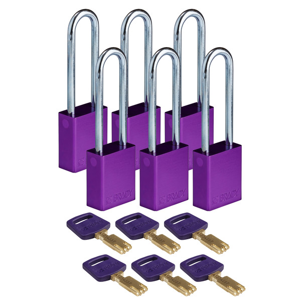 Brady Safekey Lockout Padlock Aluminum Purple 3.0 ALU-PRP-76ST-KA6PK