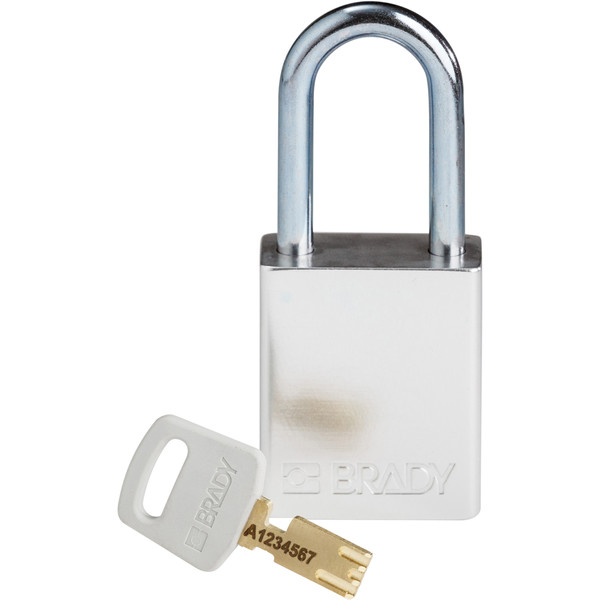 Brady Safekey Lockout Padlock Aluminum Silver 1.5" Ste ALU-SLV-38ST-KD