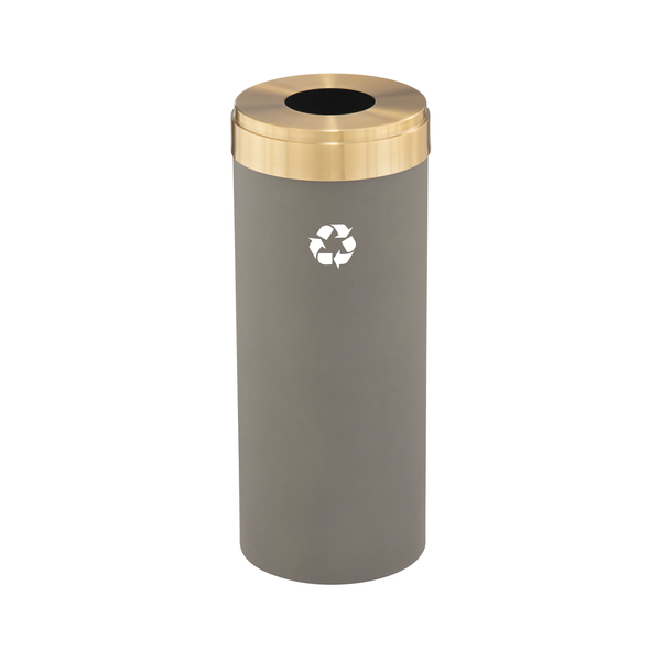 Glaro 12 gal Round Recycling Bin, Nickel/Satin Brass B-1232NK-BE-B1