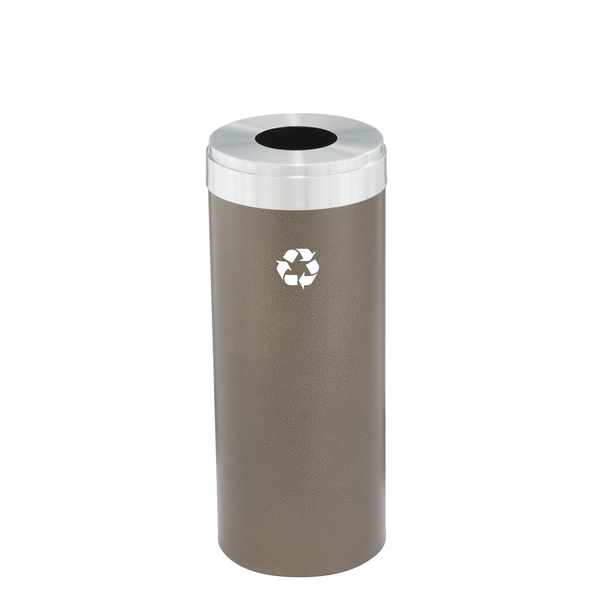 Glaro 15 gal Round Recycling Bin, Bronze Vein/Satin Aluminum B-1242BV-SA-B1