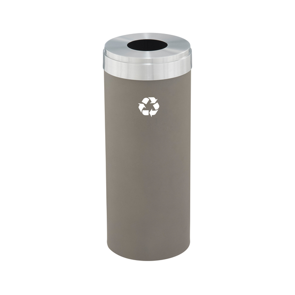 Glaro 15 gal Round Recycling Bin, Nickel/Satin Aluminum B-1242NK-SA-B1