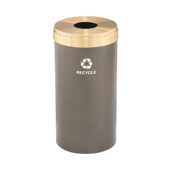 Glaro 16 gal Round Recycling Bin, Bronze Vein/Satin Brass B-1532BV-BE-B5