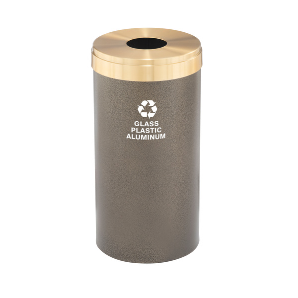 Glaro 16 gal Round Recycling Bin, Bronze Vein/Satin Brass B-1532BV-BE-B9