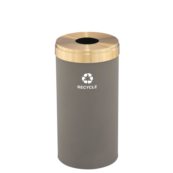 Glaro 16 gal Round Recycling Bin, Nickel/Satin Brass B-1532NK-BE-B5