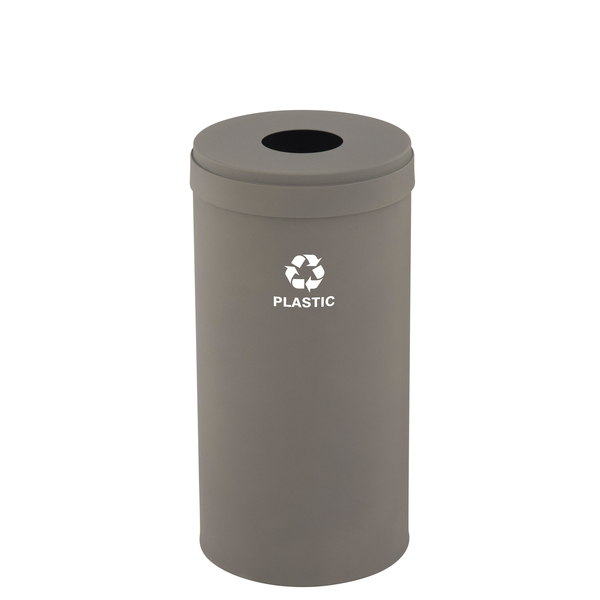 Glaro 16 gal Round Recycling Bin, Nickel B-1532NK-NK-B7