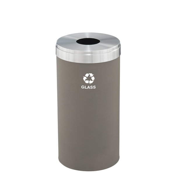 Glaro 16 gal Round Recycling Bin, Nickel/Satin Aluminum B-1532NK-SA-B8
