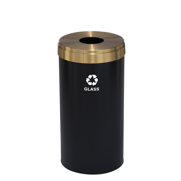 Glaro 23 gal Round Recycling Bin, Satin Black/Satin Brass B-1542BK-BE-B8