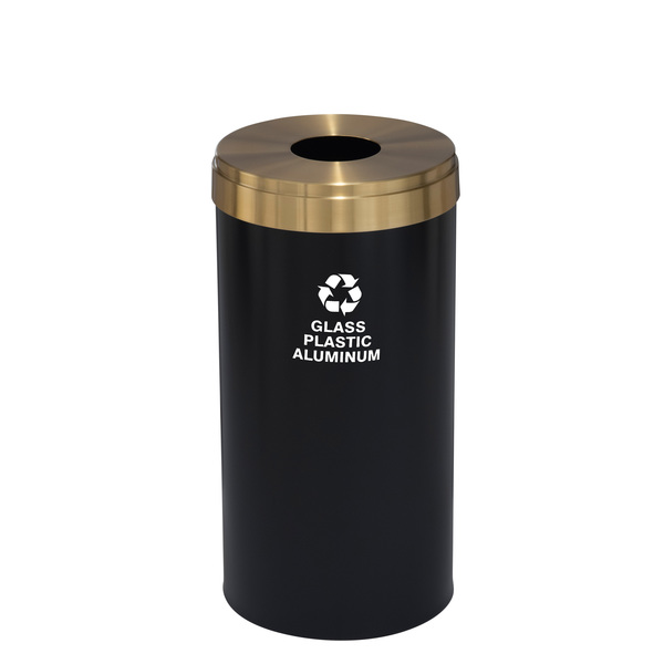 Glaro 23 gal Round Recycling Bin, Satin Black/Satin Brass B-1542BK-BE-B9