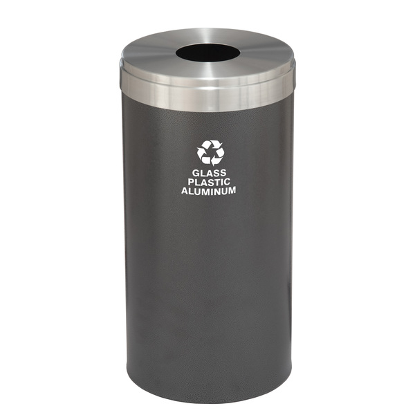 Glaro 23 gal Round Recycling Bin, Silver Vein/Satin Aluminum B-1542SV-SA-B9