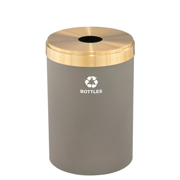 Glaro 33 gal Round Recycling Bin, Nickel/Satin Brass B-2032NK-BE-B3