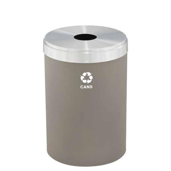 Glaro 33 gal Round Recycling Bin, Nickel/Satin Aluminum B-2032NK-SA-B4