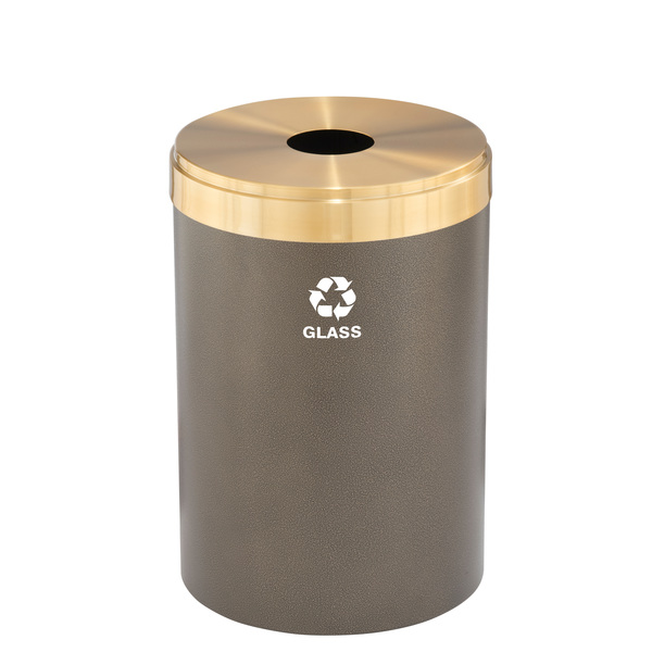 Glaro 41 gal Round Recycling Bin, Bronze Vein/Satin Brass B-2042BV-BE-B8