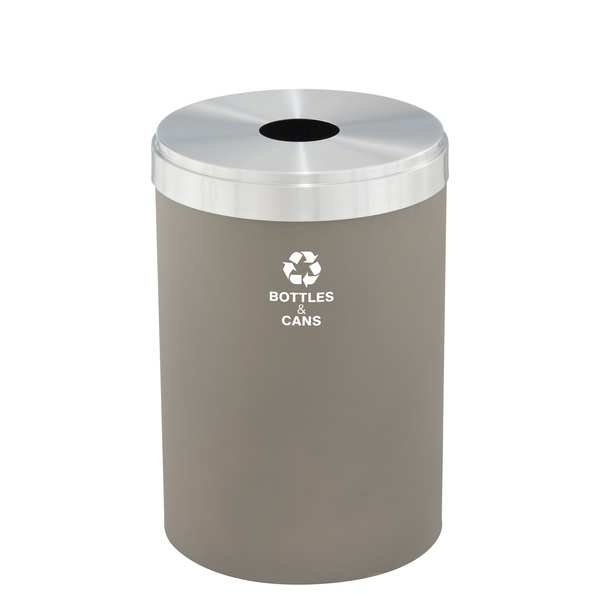 Glaro 41 gal Round Recycling Bin, Nickel/Satin Aluminum B-2042NK-SA-B2