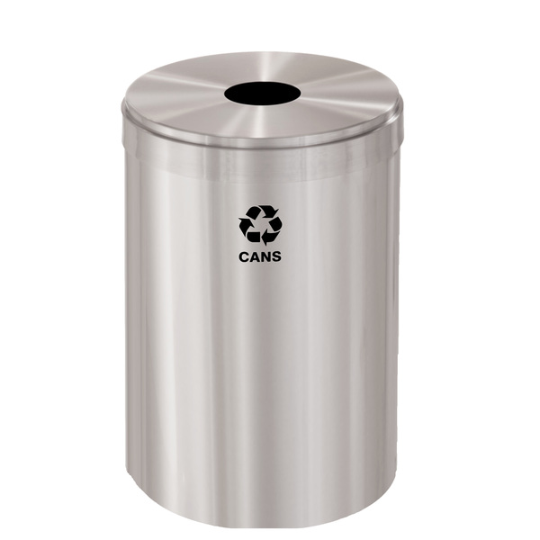 Glaro 41 gal Round Recycling Bin, Satin Aluminum B-2042SA-SA-B4