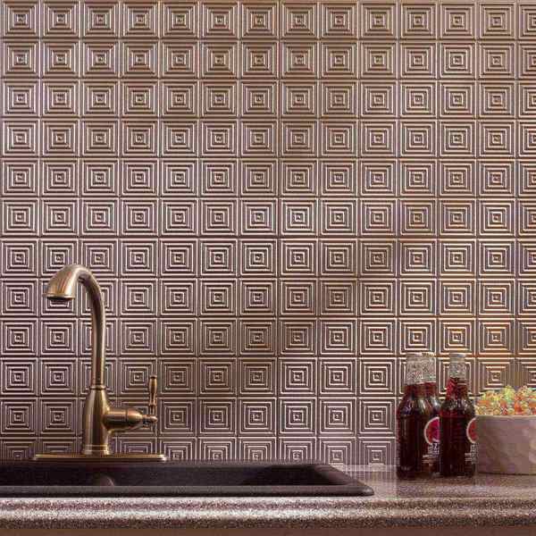 Fasade Fasade 18in x 24in Miniquattro Argent Silver Backsplash Panel 5pk PB5309