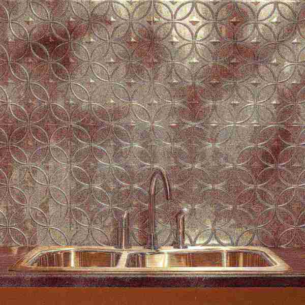 Fasade Fasade 18in x 24in Rings Crosshatch Silver Backsplash Panel 5pk PB6121