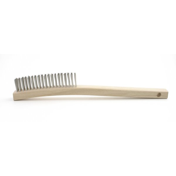 Brush Research Manufacturing B740SS Curved Handle Scratch Brush, .012SS, 3X19, 1.125" Trim, 13.75" OAL B740SS