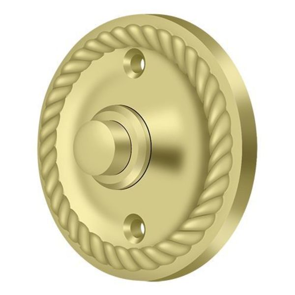 Deltana Bell Button, Round Rope Bright Brass BBRR213U3