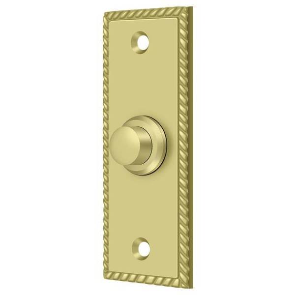 Deltana Bell Button, Rectangular Rope Bright Brass BBSR333U3