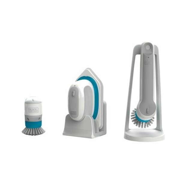 Black+Decker Grimebuster Pro Rechargeable Powered Scrubber with Charging Stand, Grey/ White