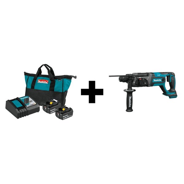 Makita Battery/Charger Kit, 18V, w/Rotary Hammer BL1840BDC2 + XRH04Z