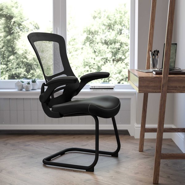 Flash Furniture Black Mesh/Leather Side Chair BL-X-5C-BK-LEA-GG