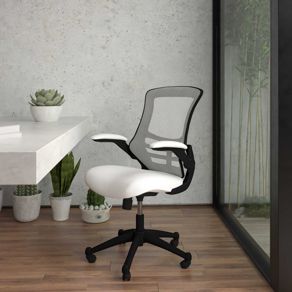 Flash Furniture Desk Chair, Foam, Mesh, Metal, Plastic, Plywood, White Mesh BL-X-5M-WH-GG