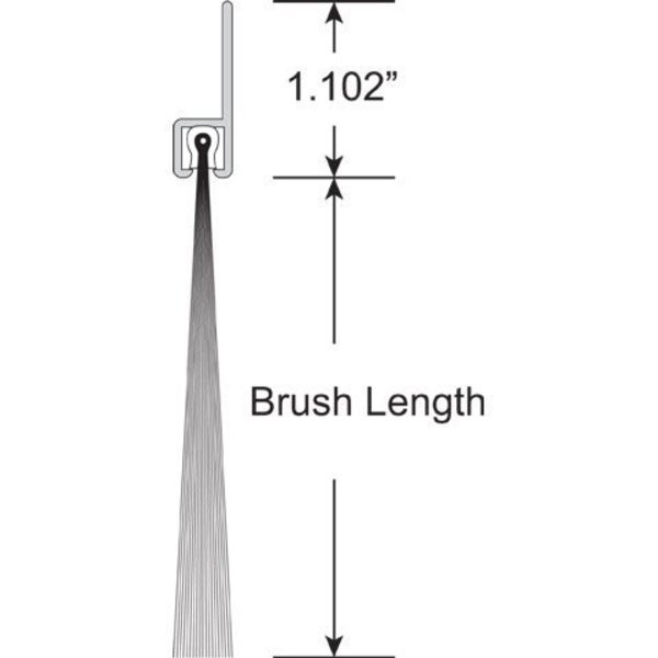American Garage Door Supply Brushseal, SD, Nylon, 1-1/8-in Straight Holder, 1-1/2-in Brush, 94-in.. BNS118150-94