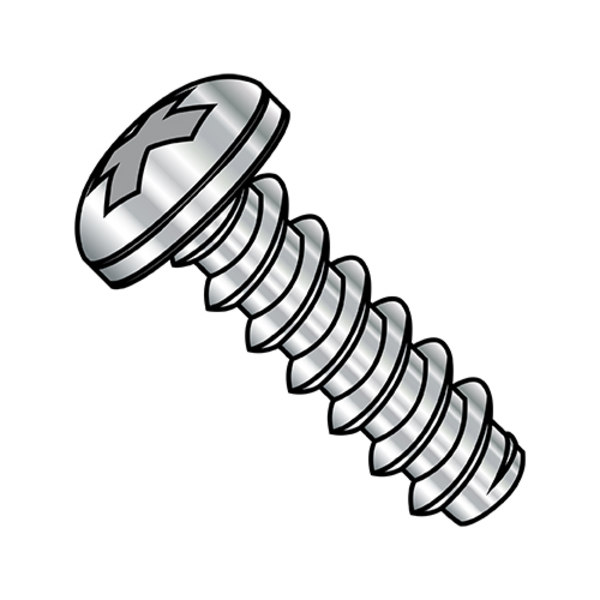 Zoro Select Self-Drilling Screw, #12-14 x 3/4 in, Plain 18-8 Stainless Steel Pan Head Phillips Drive, 2000 PK 1212BPP188