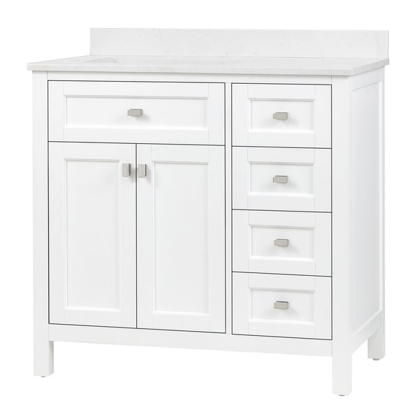 Cahaba Juniper 36" Vanity White, Cultured Ma CA101010