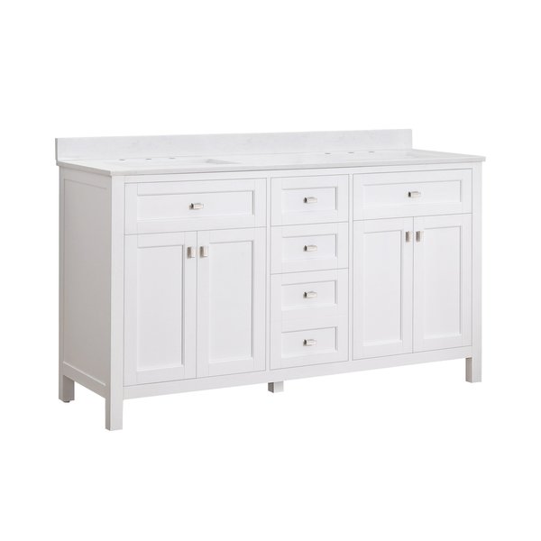 Cahaba Juniper 60" White Double Vanity, Cult CA101012