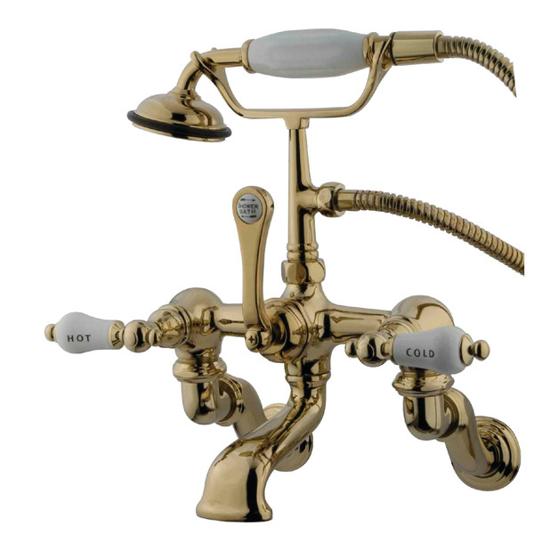 Kingston Brass Wall-Mount Clawfoot Tub Faucet, Polished Brass, Tub Wall Mount CC461T2