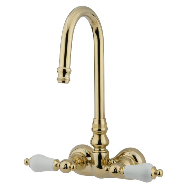 Kingston Brass Wall-Mount Clawfoot Tub Faucet, Polished Brass, Tub Wall Mount CC75T2