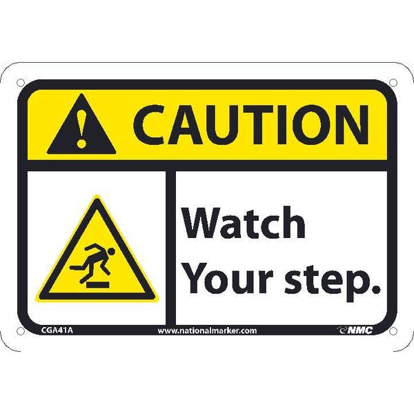 Nmc Caution Watch Your Step Sign, CGA41A CGA41A