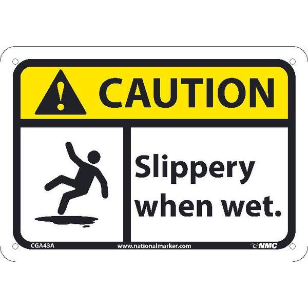 Nmc Caution Slippery When Wet Sign, CGA43A CGA43A