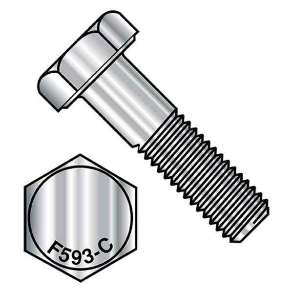 Zoro Select 7/8"-9 Hex Head Cap Screw, 18-8 Stainless Steel, 5 in L, 15 PK 8780CH188