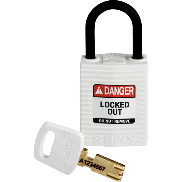 Brady Safekey Lockout Padlock Nylon White 1.0" Plastic CPT-WHT-25PL-KD