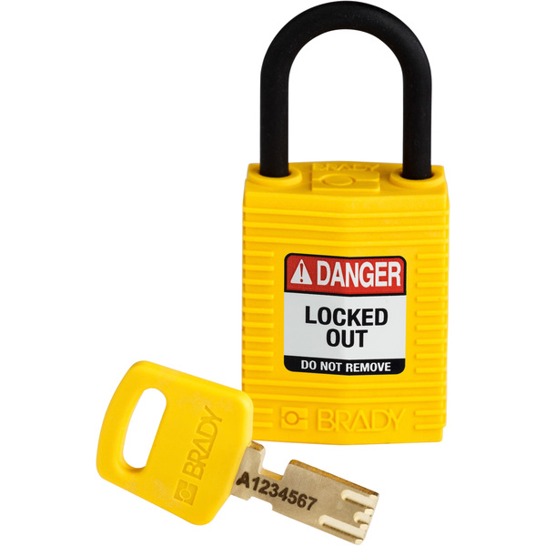 Brady Safekey Lockout Padlock Nylon Yellow 1.0" Plasti CPT-YLW-25PL-KD