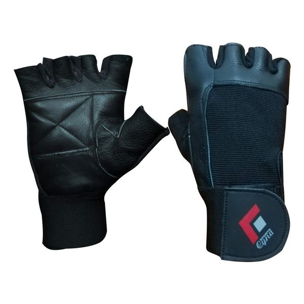 Cynasports Black Weight Lifting Leather Gloves, LAR CS-0007