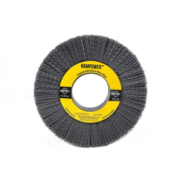 Nampower Brush CW6180SC NAMPOWER Abrasive Wheel Brush, 6" Diameter, 80SC, 2" Arbor Hole, 1.5" Trim Length CW6180SC