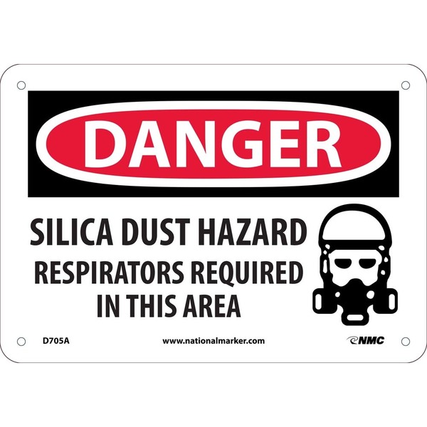 Nmc Silica Dust Hazard Respirators Required Sign, D705A D705A