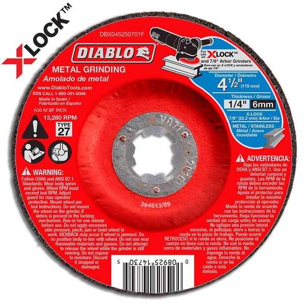 Diablo Type 27 Metal Grinding Disc for X-Lock a DBX045250701F