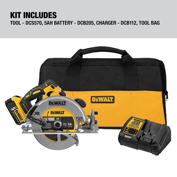 Dewalt Cordless Circular Saw Kit, 20.0V DCS570P1 Zoro